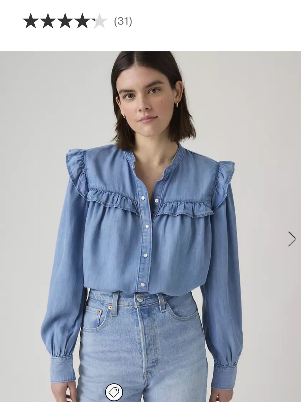 Levi's Gianna Light Blue Ruffle Yoke Blouse NWOT